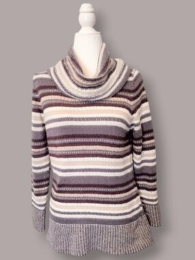 Vice Versa Striped Cowl Neck Sweater Size Medium
